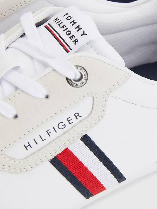 Tommy Hilfiger Signature Deri Mix Cupsole Spor Ayakkabı Erkek Beyaz | TH560GXJ