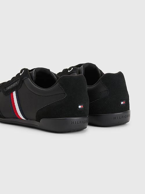 Tommy Hilfiger Signature Deri Mix Cupsole Spor Ayakkabı Erkek Siyah | TH937EOJ