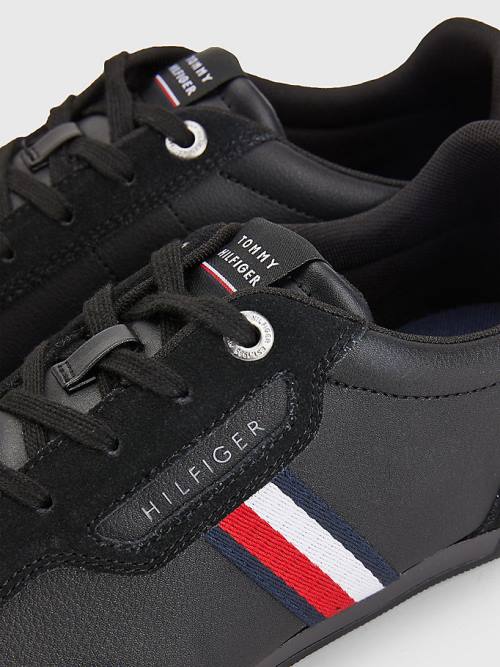 Tommy Hilfiger Signature Deri Mix Cupsole Spor Ayakkabı Erkek Siyah | TH937EOJ