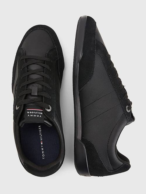 Tommy Hilfiger Signature Deri Mix Cupsole Spor Ayakkabı Erkek Siyah | TH937EOJ