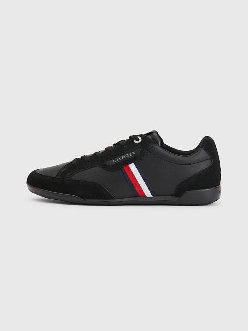 Tommy Hilfiger Signature Deri Mix Cupsole Spor Ayakkabı Erkek Siyah | TH937EOJ