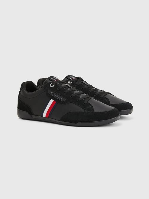 Tommy Hilfiger Signature Deri Mix Cupsole Spor Ayakkabı Erkek Siyah | TH937EOJ