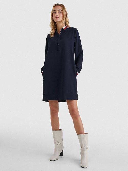 Tommy Hilfiger Signature Detail Crepe Shift Elbise Kadın Mavi | TH973RLN