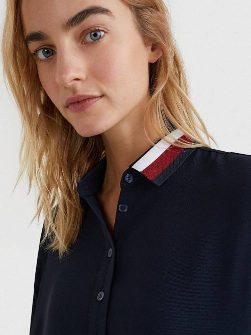 Tommy Hilfiger Signature Detail Crepe Shift Elbise Kadın Mavi | TH973RLN