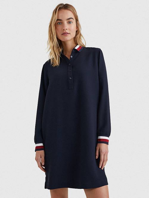 Tommy Hilfiger Signature Detail Crepe Shift Elbise Kadın Mavi | TH973RLN