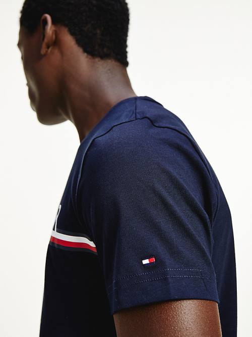 Tommy Hilfiger Signature Detail Organic Pamuklu Tişört Erkek Mavi | TH763RGF