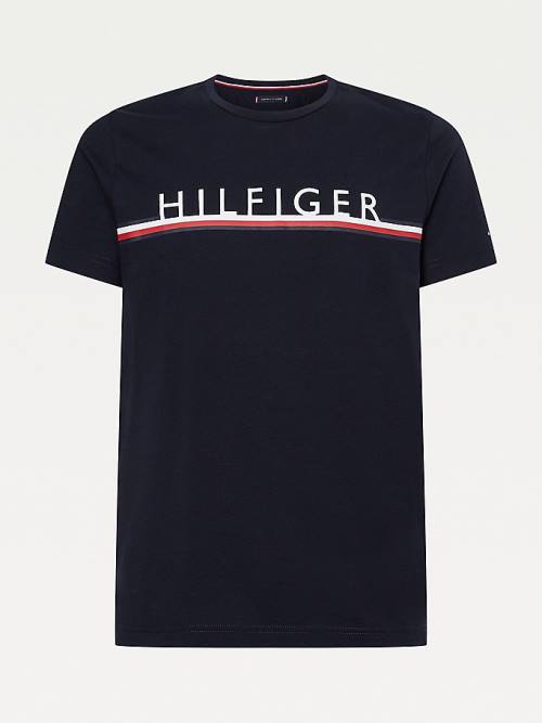 Tommy Hilfiger Signature Detail Organic Pamuklu Tişört Erkek Mavi | TH763RGF