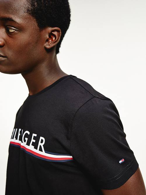 Tommy Hilfiger Signature Detail Organic Pamuklu Tişört Erkek Siyah | TH971YGA