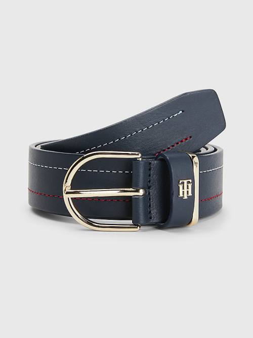 Tommy Hilfiger Signature Detailing Deri Kemer Kadın Mavi | TH348MRV