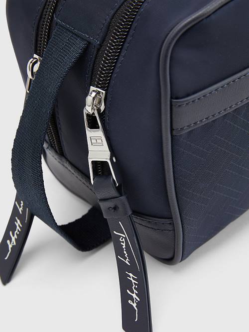 Tommy Hilfiger Signature Double Washbag Çanta Erkek Mavi | TH051SZM