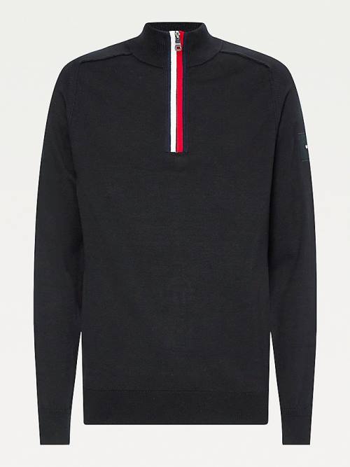 Tommy Hilfiger Signature Half-Zip Jumper Kazak Erkek Siyah | TH387LBT