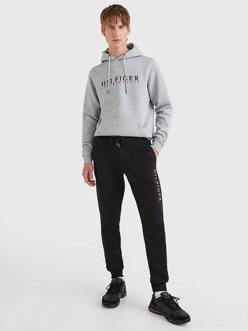 Tommy Hilfiger Signature Leg Logo Joggers Pantolon Erkek Siyah | TH243VYT