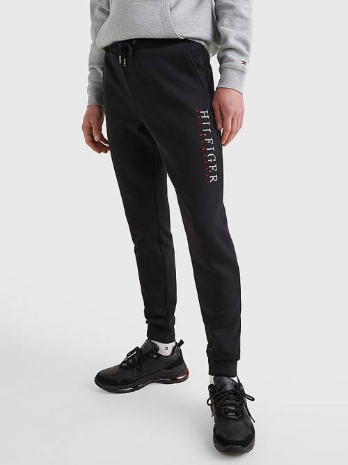 Tommy Hilfiger Signature Leg Logo Joggers Pantolon Erkek Siyah | TH243VYT