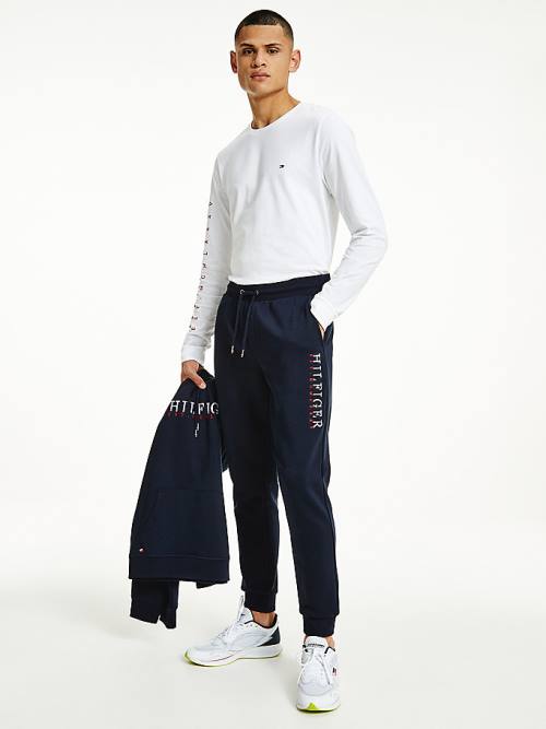 Tommy Hilfiger Signature Leg Logo Joggers Pantolon Erkek Mavi | TH712AEL