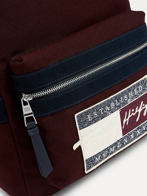 Tommy Hilfiger Signature Logo Backpack Çanta Erkek Kırmızı | TH459OAS