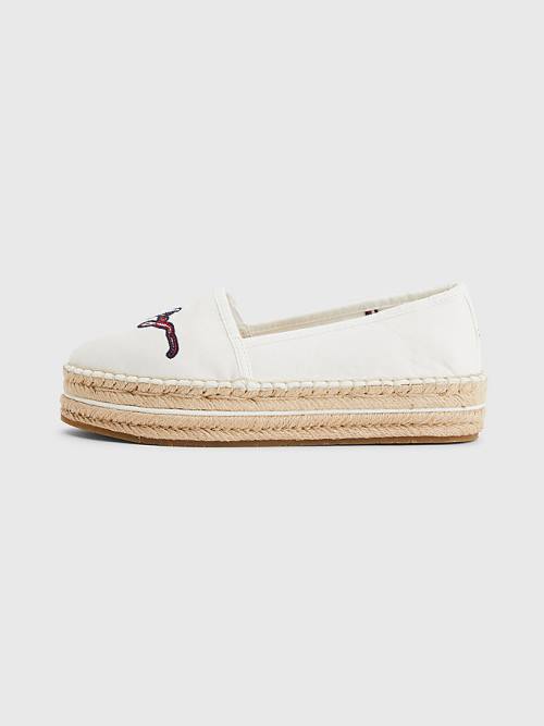 Tommy Hilfiger Signature Logo Espadrilles Loafer Ayakkabı Kadın Beyaz | TH268FSE