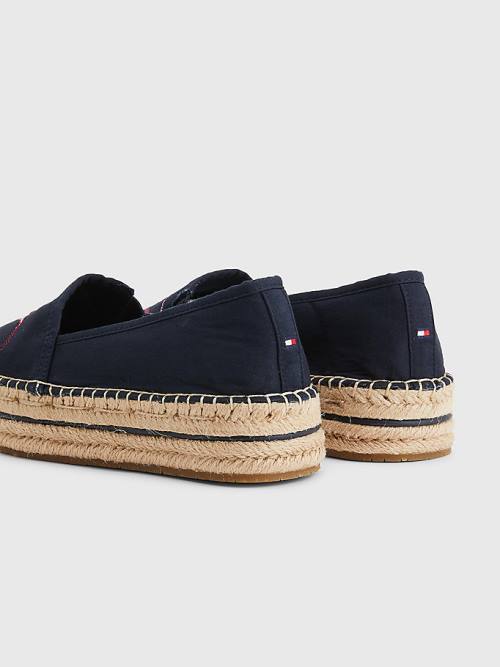 Tommy Hilfiger Signature Logo Espadrilles Loafer Ayakkabı Kadın Mavi | TH438YBS