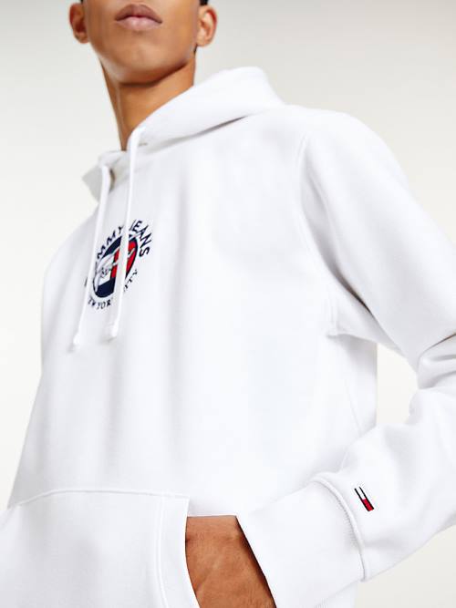 Tommy Hilfiger Signature Logo Kapüşonlu Sweatshirt Erkek Beyaz | TH057JGK