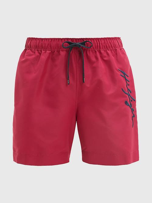 Tommy Hilfiger Signature Logo Mid Cut Cut Cut Length Shorts Mayo Erkek Pembe | TH871XDN