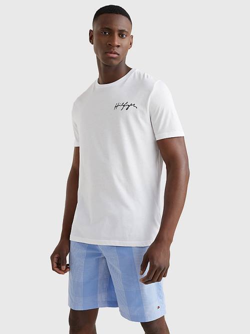 Tommy Hilfiger Signature Logo Organic Pamuklu Mayo Erkek Beyaz | TH035DBL