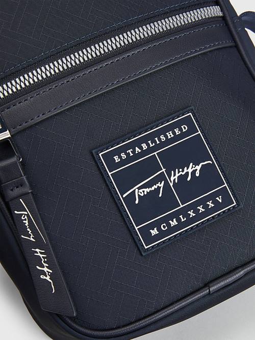 Tommy Hilfiger Signature Logo Small Reporter Çanta Erkek Mavi | TH593FQA