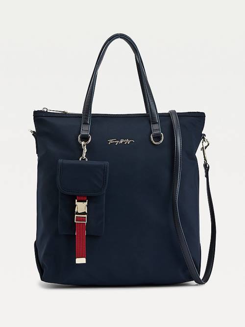 Tommy Hilfiger Signature Logo Tote Çanta Kadın Mavi | TH320FJY