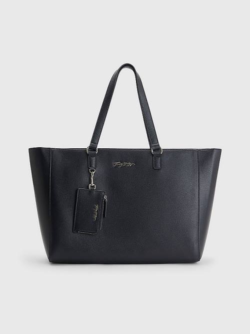 Tommy Hilfiger Signature Logo Tote Çanta Kadın Mavi | TH459QJG