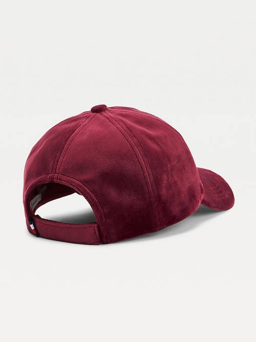 Tommy Hilfiger Signature Logo Velvet Cap Şapka Kadın Kırmızı | TH289UPH