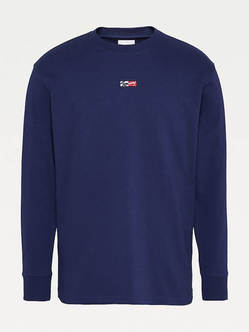 Tommy Hilfiger Signature Long Sleeve Tişört Erkek Mavi | TH834AKB