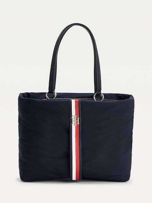 Tommy Hilfiger Signature Monogram Tote Çanta Kadın Mavi | TH362EMQ