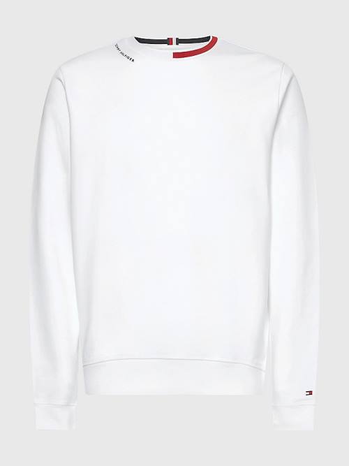 Tommy Hilfiger Signature Neckline Sweatshirt Erkek Beyaz | TH368NCM