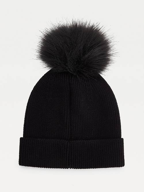 Tommy Hilfiger Signature Pom Pom Beanie Şapka Kadın Siyah | TH294OMN