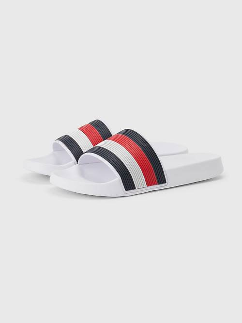 Tommy Hilfiger Signature Pool Slides Sandalet Erkek Mavi | TH174FLZ