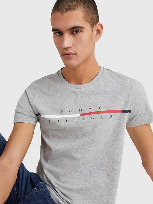 Tommy Hilfiger Signature Split Logo Tişört Erkek Gri | TH178EBW