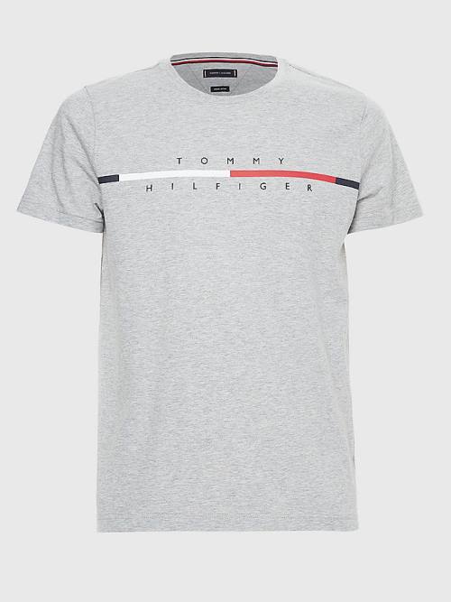 Tommy Hilfiger Signature Split Logo Tişört Erkek Gri | TH178EBW