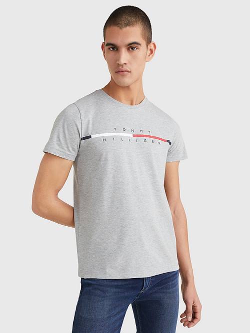 Tommy Hilfiger Signature Split Logo Tişört Erkek Gri | TH178EBW