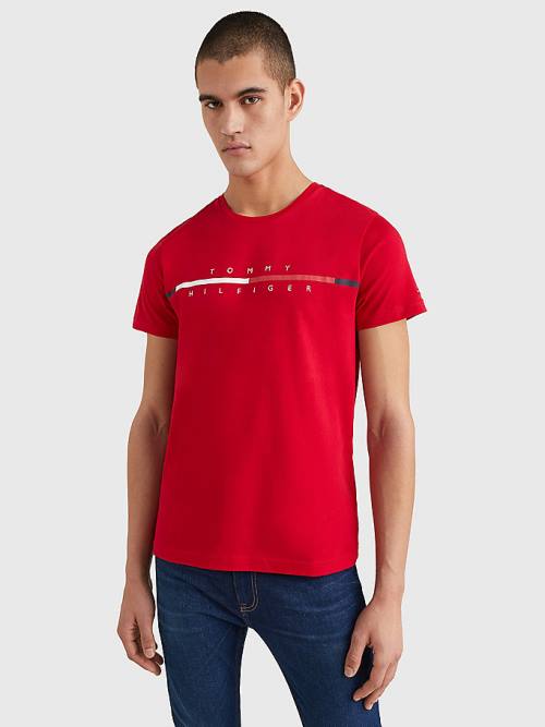 Tommy Hilfiger Signature Split Logo Tişört Erkek Kırmızı | TH409IHY