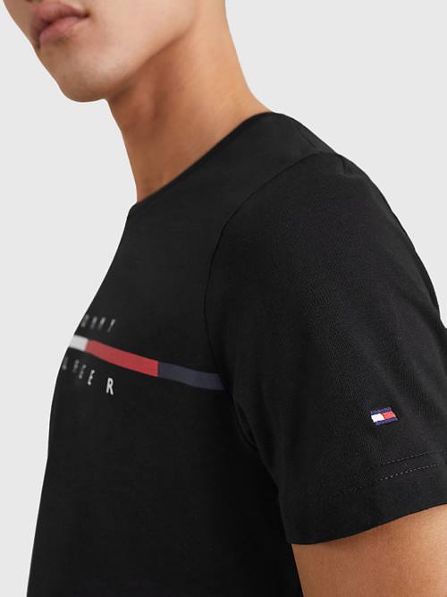 Tommy Hilfiger Signature Split Logo Tişört Erkek Siyah | TH421VUF