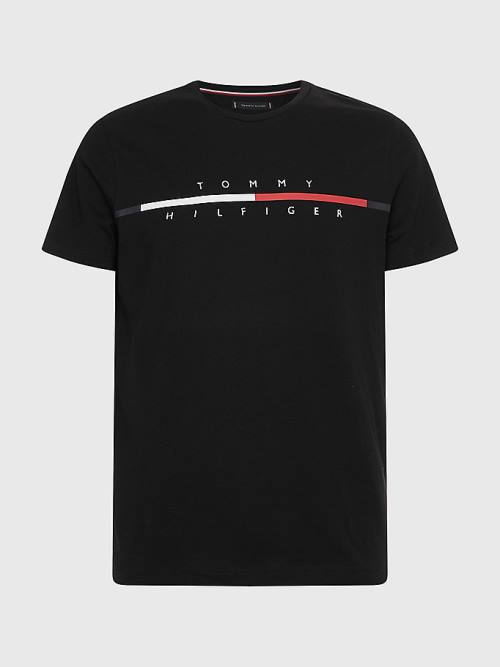 Tommy Hilfiger Signature Split Logo Tişört Erkek Siyah | TH421VUF