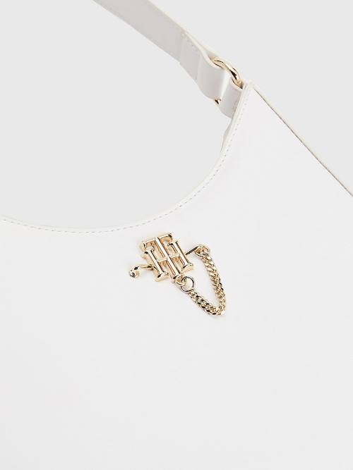 Tommy Hilfiger Signature Tape Chain Shoulder Çanta Kadın Beyaz | TH367KSF