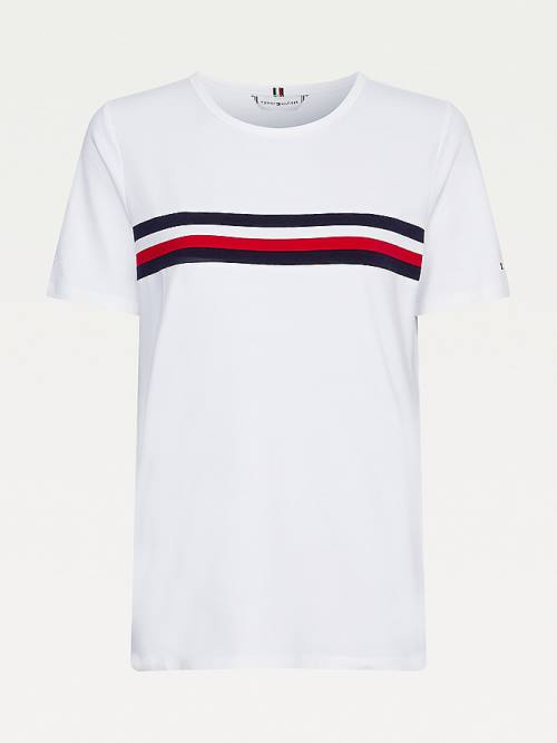 Tommy Hilfiger Signature Tape Crew Neck Tişört Kadın Beyaz | TH702FKP