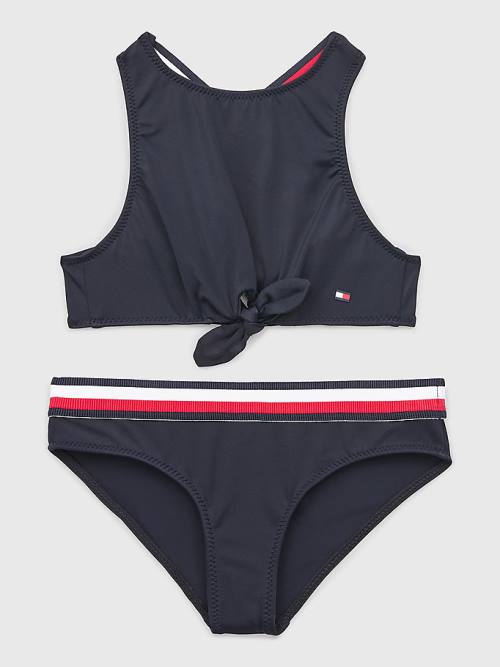 Tommy Hilfiger Signature Tape Crop Top Bikini Set Mayo Kiz Çocuk Mavi | TH418IJH