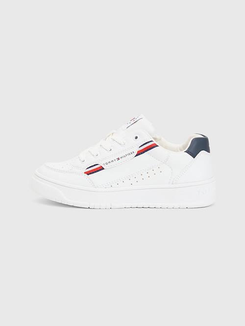 Tommy Hilfiger Signature Tape Dantel-Up Spor Ayakkabı Erkek Çocuk Beyaz | TH062YBA