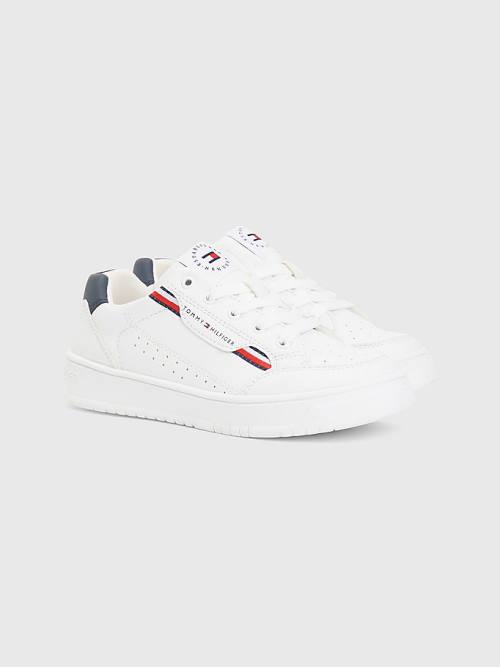 Tommy Hilfiger Signature Tape Dantel-Up Spor Ayakkabı Erkek Çocuk Beyaz | TH062YBA