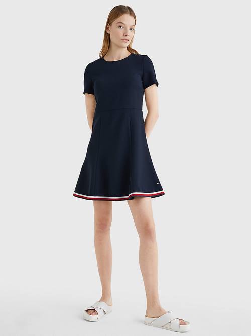 Tommy Hilfiger Signature Tape Fit And Flare Elbise Kadın Mavi | TH048LMV