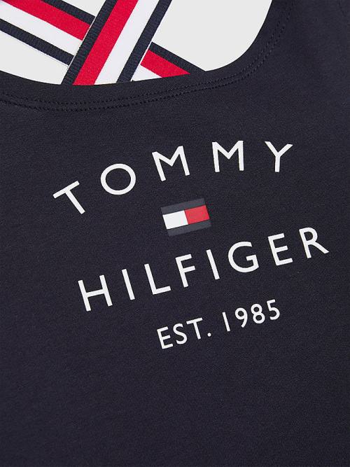 Tommy Hilfiger Signature Tape Kolsuz Elbise Mayo Kiz Çocuk Mavi | TH107EMW