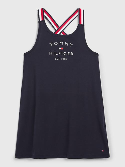 Tommy Hilfiger Signature Tape Kolsuz Elbise Mayo Kiz Çocuk Mavi | TH107EMW