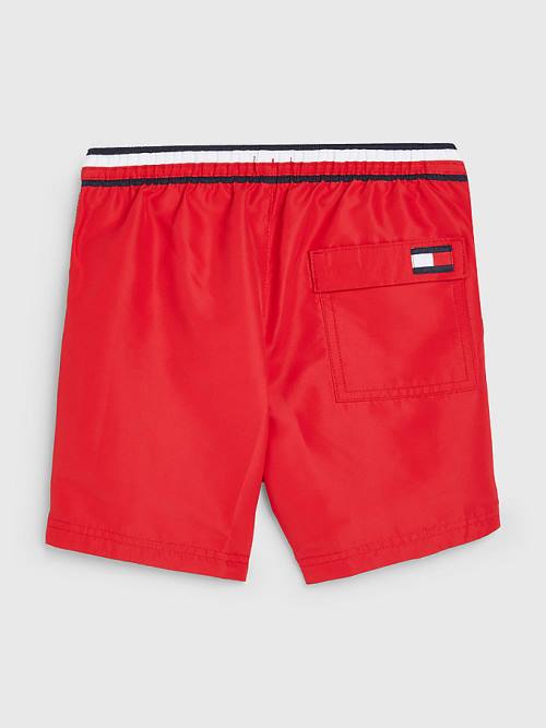 Tommy Hilfiger Signature Tape Mid Cut Cut Cut Length Shorts Mayo Erkek Çocuk Kırmızı | TH490ORV