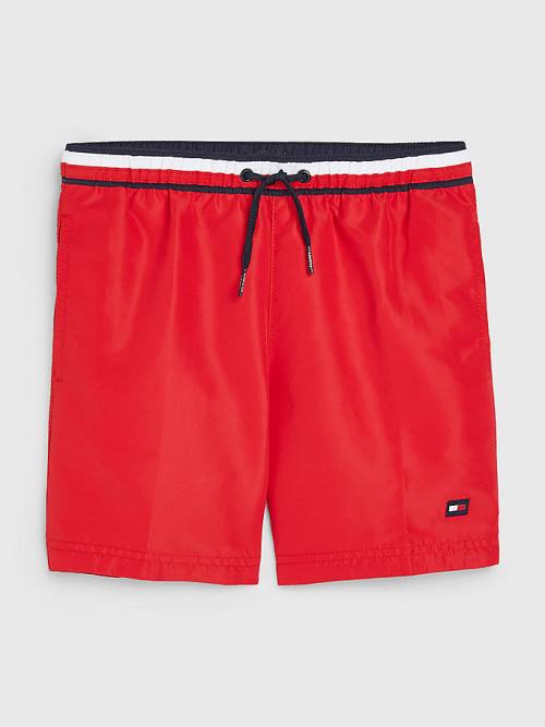 Tommy Hilfiger Signature Tape Mid Cut Cut Cut Length Shorts Mayo Erkek Çocuk Kırmızı | TH490ORV