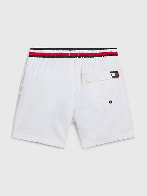 Tommy Hilfiger Signature Tape Mid Cut Cut Cut Length Shorts Mayo Erkek Çocuk Beyaz | TH873NSO